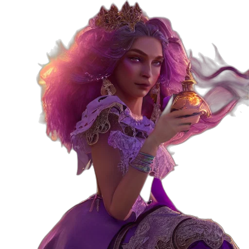 crown, dress, staff, fantasy art transparent PNG cut-out