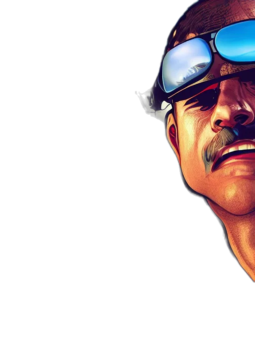 face, comic book art, concept art, photorealistic transparent PNG cut-out