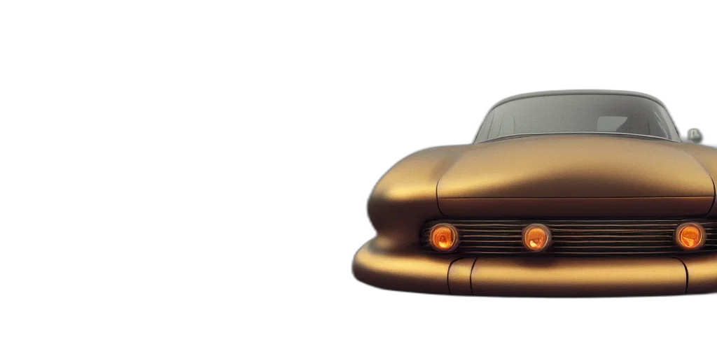 car, 3d render, concept art, photorealistic, golden, earth tones, parked, retro transparent PNG cut-out