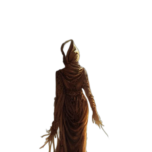 dress, creature, staff, mask, concept art, fantasy art, pixel art, 3d render transparent PNG cut-out