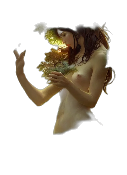 flower, creature, mask, crown, fantasy art, concept art, photorealistic, oil painting transparent PNG cut-out
