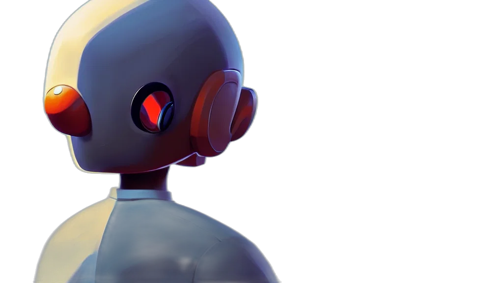 robot, 3d render, concept art, cyberpunk transparent PNG cut-out