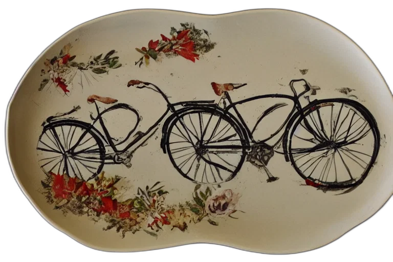 photorealistic, bicyle, pedal, serving, platter transparent PNG cut-out