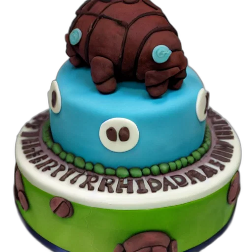 3d render, tardigrade, birthday, cake transparent PNG cut-out