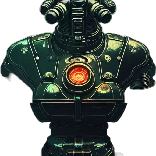 robot, weapon, staff, face, concept art, 3d render, perfectly, centered transparent PNG cut-out