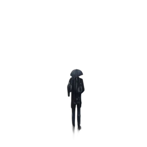 robot, umbrella, hat, jacket, concept art, pixel art, 3d render, cartoon transparent PNG cut-out