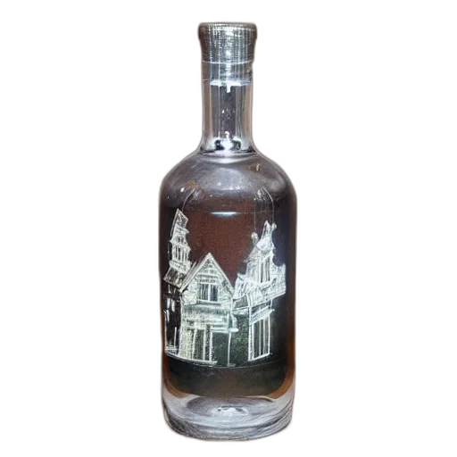 bottle, 3d render, photorealistic, haunted transparent PNG cut-out