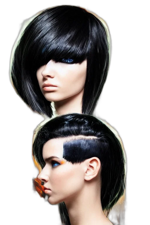 hair, photorealistic, 3d render, cyberpunk, concept art, dark, monochrome, futuristic transparent PNG cut-out