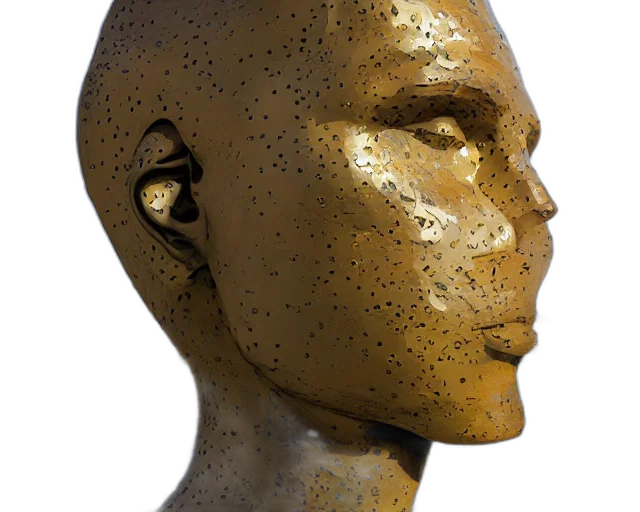 mask, face, jewelry, robot, photorealistic, 3d render, concept art, outer space transparent PNG cut-out