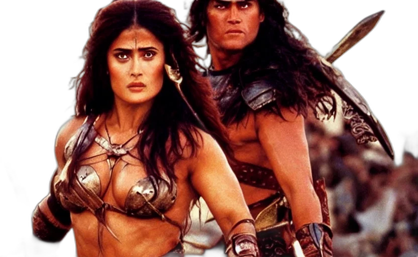fire, epic, photo, muscular, salma, hayek, beautiful, barbarian transparent PNG cut-out