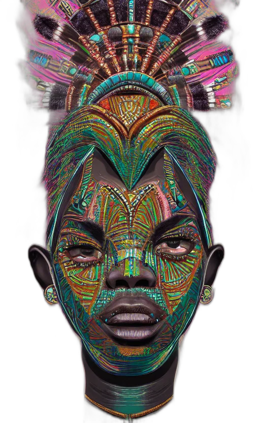 mask, face, crown, jewelry, photorealistic, concept art, fantasy art, 3d render transparent PNG cut-out