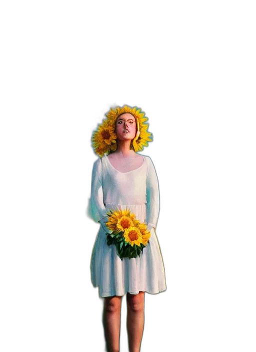 dress, flower, staff, crown transparent PNG cut-out