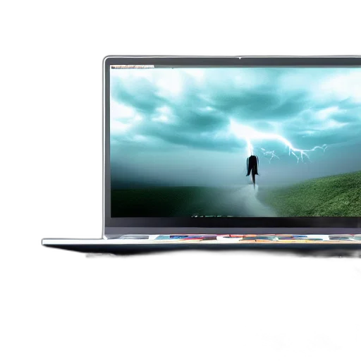 3d render, concept art, laptop, human transparent PNG cut-out