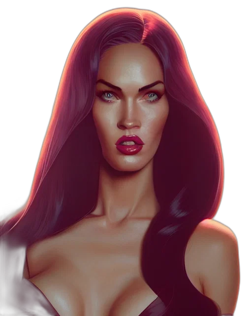 face, fantasy art, photorealistic, comic book art, cartoon, neon lights, red, neon transparent PNG cut-out