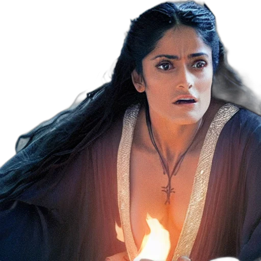 fire, movie, still, salma, hayek, beautiful, wizard, wearing transparent PNG cut-out