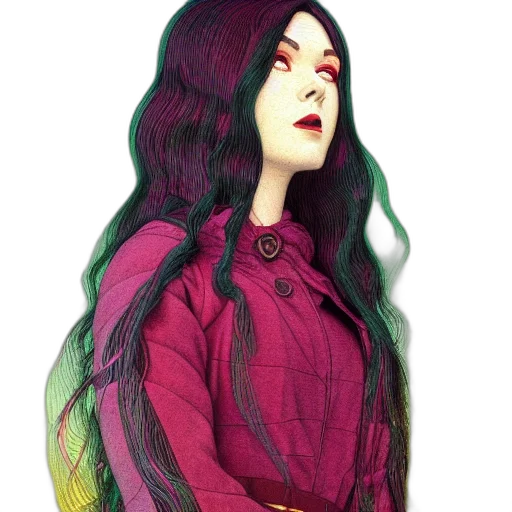 hair, dress, creature, jacket transparent PNG cut-out