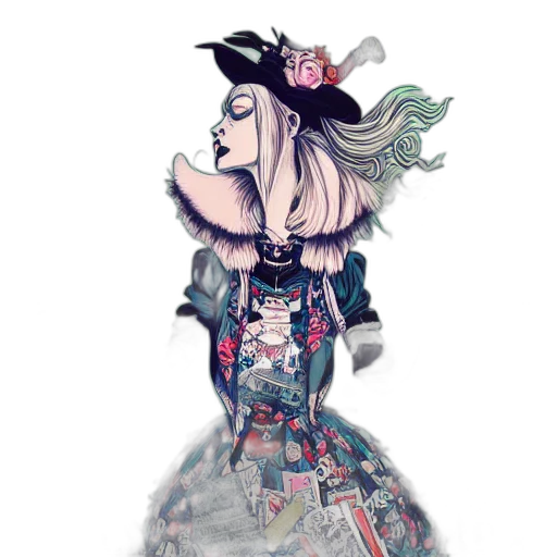 dress, staff, mask, crown, concept art, fantasy art, pixel art, anime transparent PNG cut-out