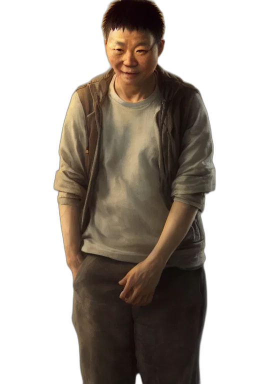 jacket, staff, face, weapon transparent PNG cut-out