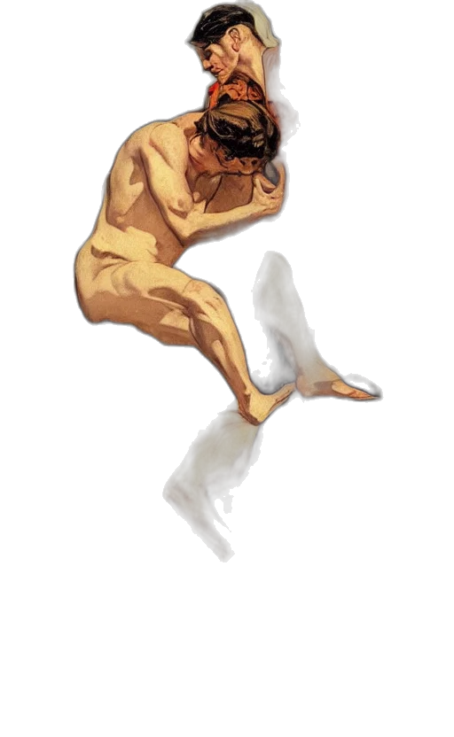 creature, hair, mask, staff transparent PNG cut-out