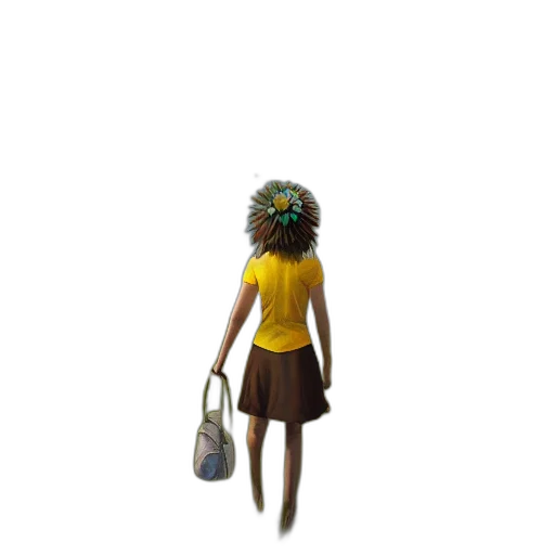 dress, creature, staff, hair transparent PNG cut-out