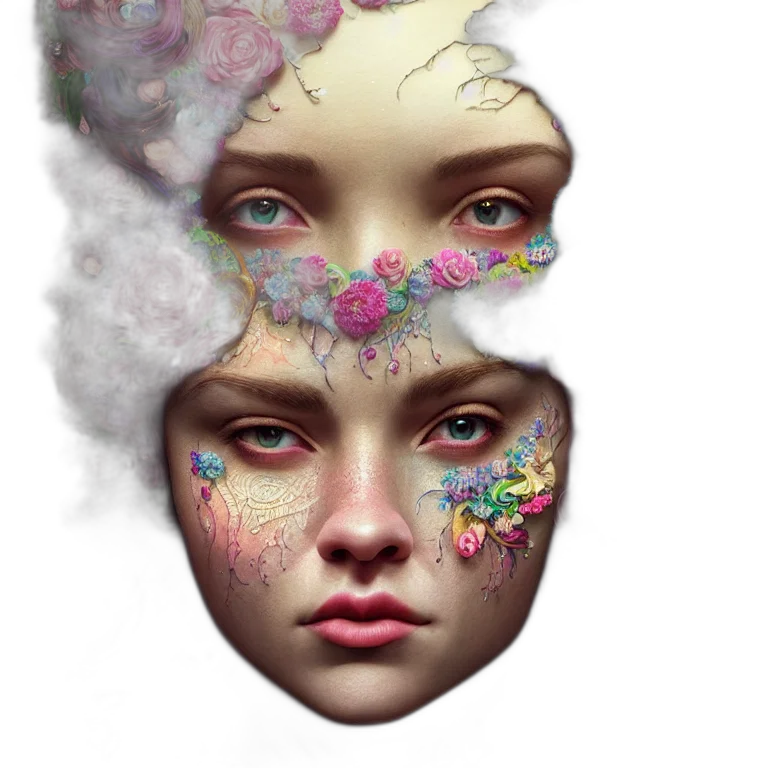 face, mask, crown, fantasy art, concept art, photorealistic, 3d render, outer space transparent PNG cut-out