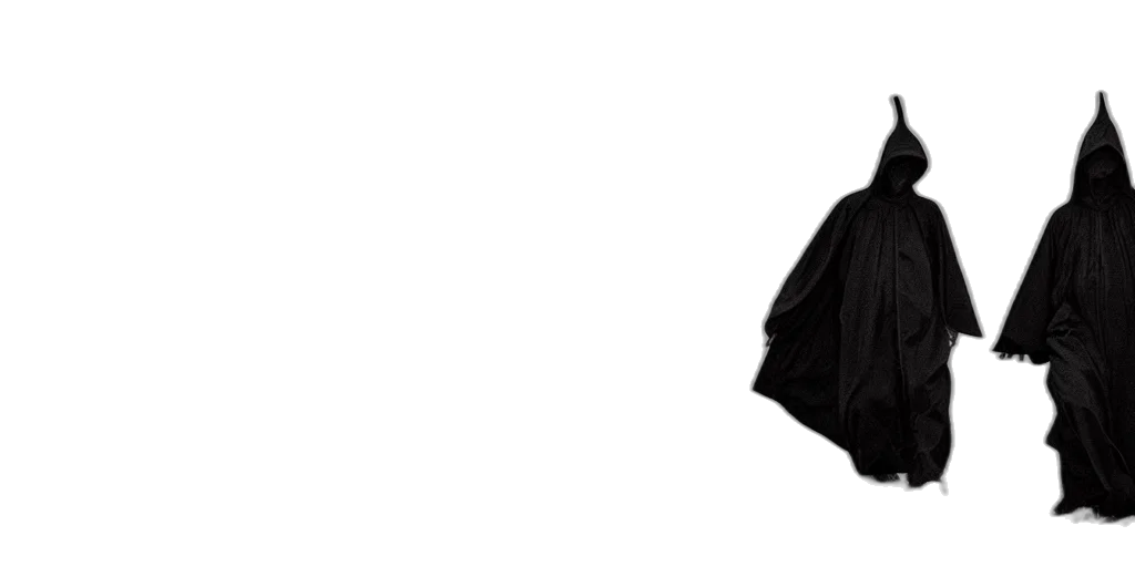 jacket, umbrella, dress, hat, 3d render, photorealistic, dark, monochrome transparent PNG cut-out