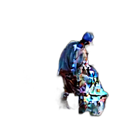robot, jacket, bottle, staff, 3d render, pixel art, vaporwave, concept art transparent PNG cut-out