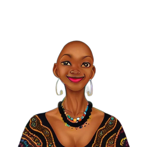jewelry, face, cartoon, concept art, photorealistic, 3d render, adult, black transparent PNG cut-out