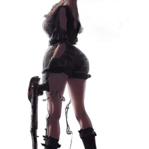 weapon, staff, dress, robot transparent PNG cut-out