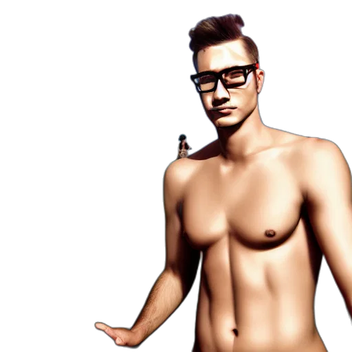 photorealistic, 3d render, concept art, cartoon, slender, buff, dagestan, man transparent PNG cut-out