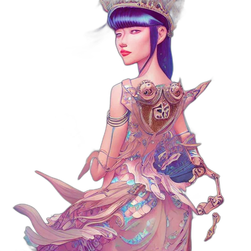 crown, dress, staff, jewelry, fantasy art, concept art, watercolor, pixel art transparent PNG cut-out
