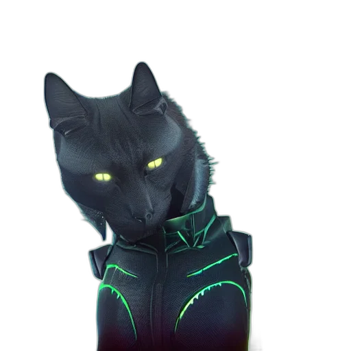 jacket, mask, staff, robot, cyberpunk, concept art, fantasy art, 3d render transparent PNG cut-out