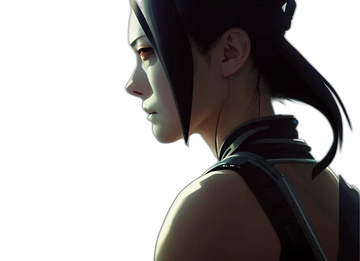 face, mask, robot, weapon, concept art, cyberpunk, photorealistic, fantasy art transparent PNG cut-out