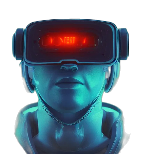 robot, mask, cyberpunk, 3d render, vaporwave, concept art, neon lights, concept transparent PNG cut-out