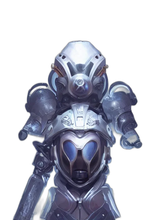 robot, weapon, mask, face, concept art, 3d render, fantasy art, comic book art transparent PNG cut-out