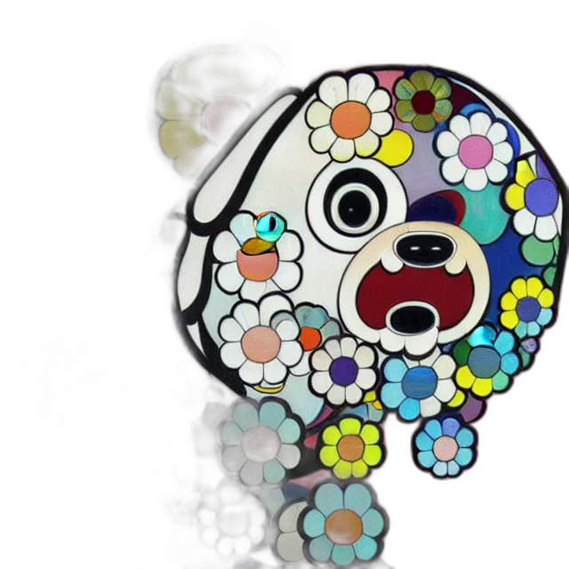 jewelry, beautiful, painting, dog, takashi, murakami, illustration, style transparent PNG cut-out