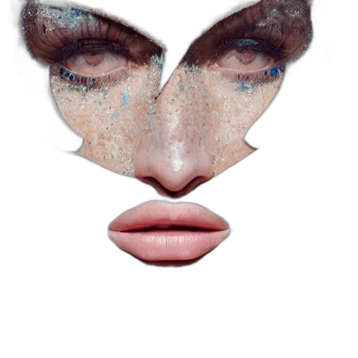 face, mask, photorealistic, watercolor, 3d render, concept art, outer space, blue transparent PNG cut-out
