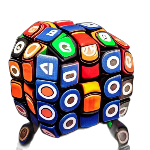 robot, jewelry, crown, animal, 3d render, spherical, rubiks, cube transparent PNG cut-out