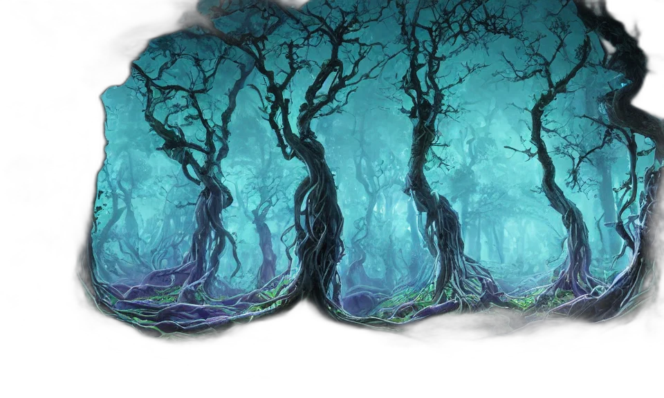 tree, mask, fantasy art, concept art, watercolor, 3d render, forest, fog transparent PNG cut-out