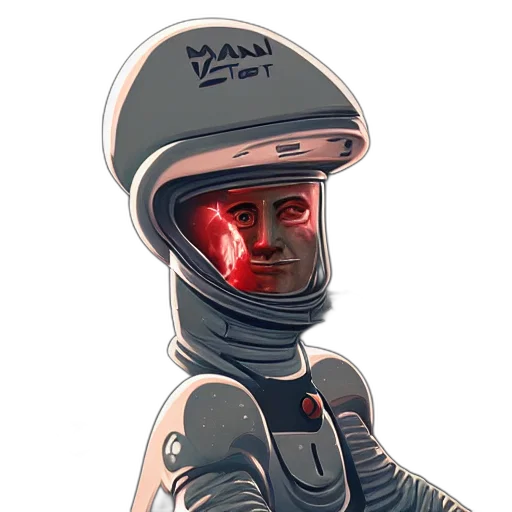 robot, face, mask, staff, concept art, comic book art, pixel art, cartoon transparent PNG cut-out