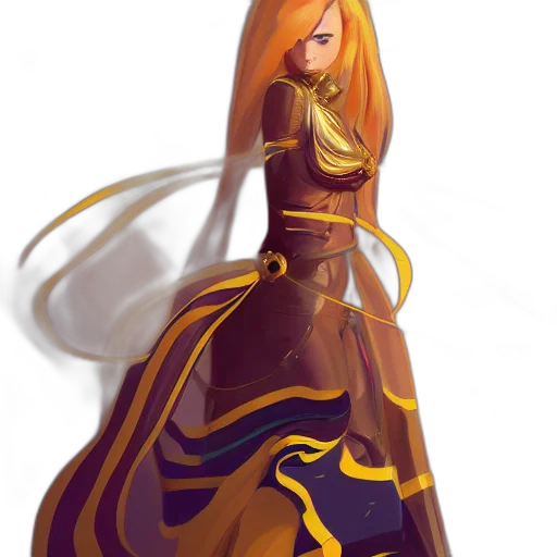 dress, crown, staff, fantasy art, concept art, pixel art, anime, golden transparent PNG cut-out