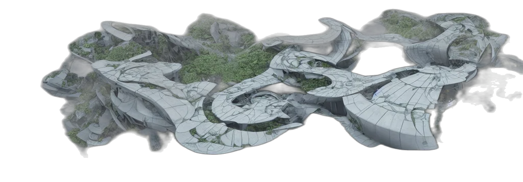 dragon, 3d render, concept art, photorealistic, large, futuristic, house, middle transparent PNG cut-out