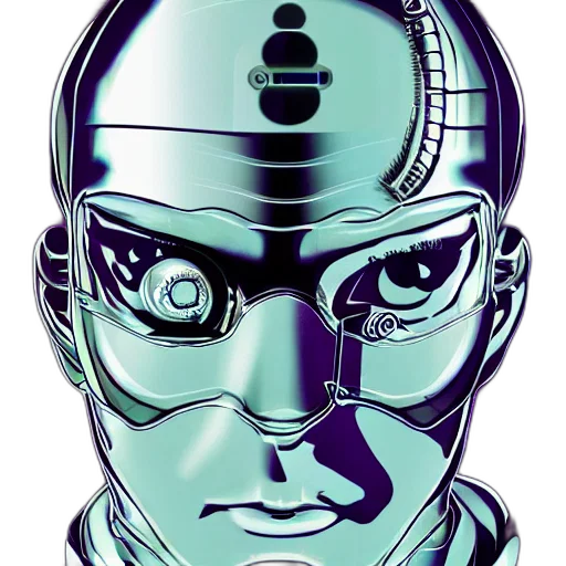 robot, face, mask, cyberpunk, comic book art, vaporwave, concept art, portrai transparent PNG cut-out