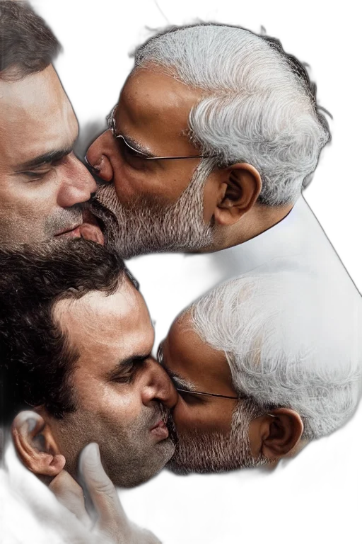 narendra, modi, kissing, rahul, gandhi, closeup, india, detailed transparent PNG cut-out