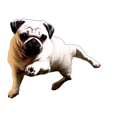animal, creature, staff, photorealistic, 3d render, concept art, white, pug transparent PNG cut-out