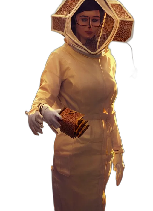 staff, mask, dress, hat, concept art, fantasy art, photorealistic, comic book art transparent PNG cut-out
