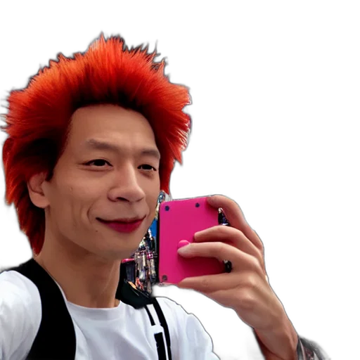 hair, creature, staff, face, hisoka, taking, selfie, times transparent PNG cut-out