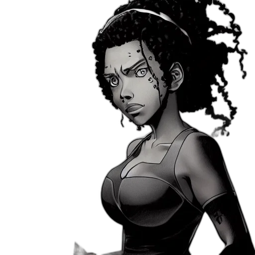 dress, face, comic book art, concept art, cartoon, fantasy art, dark, monochrome transparent PNG cut-out
