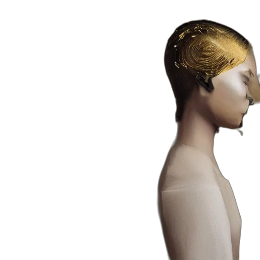 mask, face, hair, crown, 3d render, photorealistic, concept art, golden transparent PNG cut-out