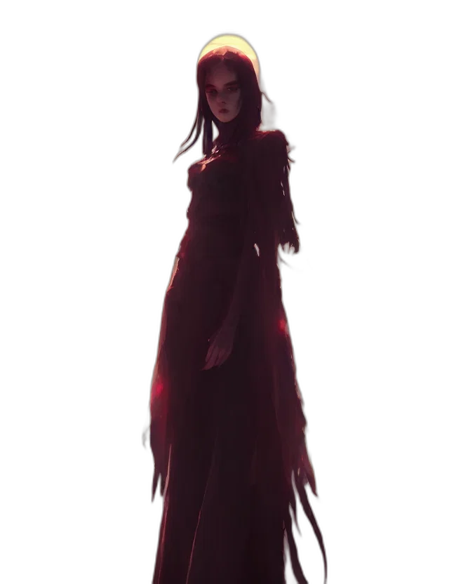 dress, creature, staff, hair, concept art, fantasy art, 3d render, pixel art transparent PNG cut-out